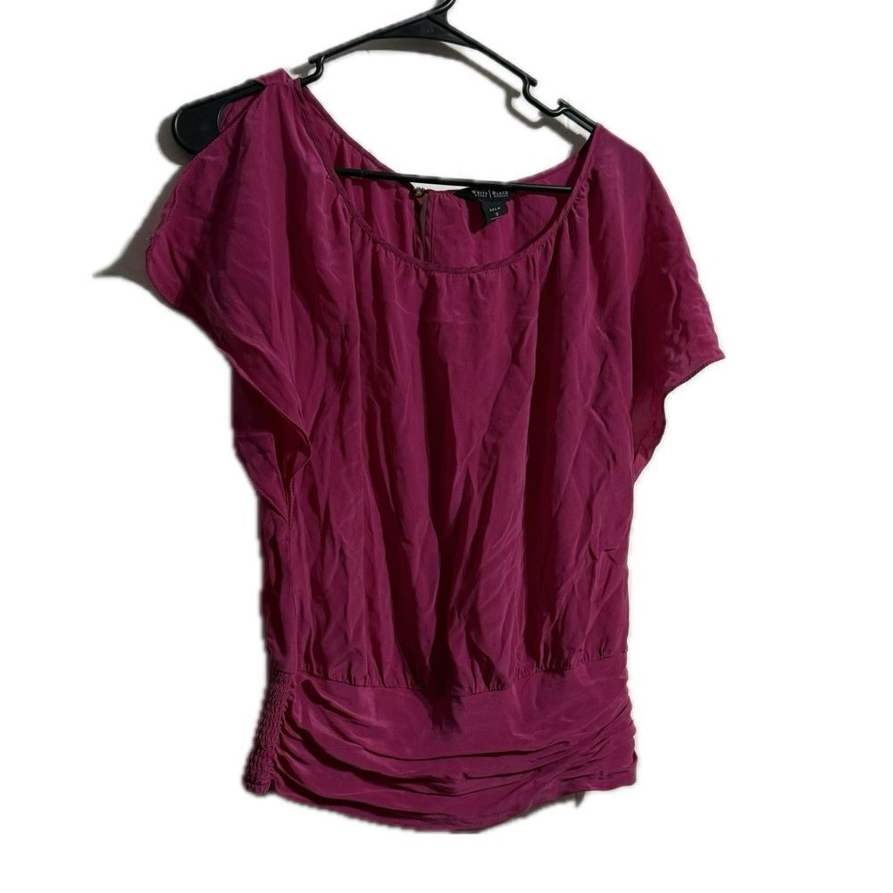 White House Black Market‎ Red Flutter Sleeve Top with Ruched Design